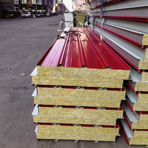 Panel Sándwich de Lana de Roca Ignífuga, Panel Sándwich de Lana de Roca para Paredes Exteriores, <span class=keywords><strong>Techo</strong></span> de Hierro, Lana de Roca - Product Image 5