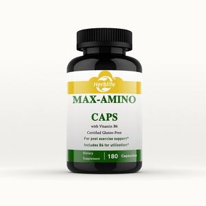 Vente chaude OEM - Personnalisable - Maxi-Amino avec 16 acides aminés de forme libre, 180 capsules végétariennes, certifié sans gluten - Product Image 1