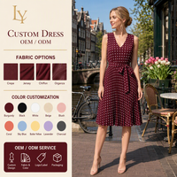 Robe midi plissée sans manches à pois personnalisée en gros pour femmes