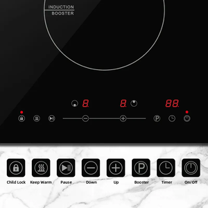 USA thị trường tiêu chuẩn thiết bị được xây dựng trong bếp cảm ứng, 2 đầu đốt cảm ứng, 110-120V, 2100W, thiết kế theo chiều dọc - Product Image 3