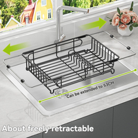 Égouttoir à vaisselle extensible antirouille multifonctionnel, support de rangement peu encombrant pour l'organisation du comptoir de cuisine