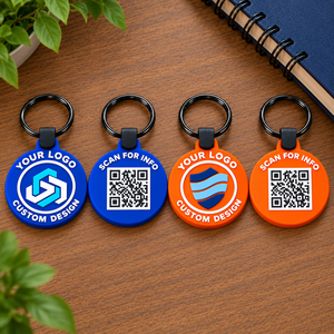 Porte-clés en PVC souple personnalisé avec code QR double face OEM ODM, logo d'entreprise personnalisé - Product Image 1