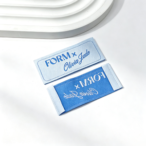 High Density Damask Custom Woven Labels Soft Polyester Sew On Woven <b>Tag</b> For Luxury Clothing Swimwear Fashion Brand Logo - Product Image 2
