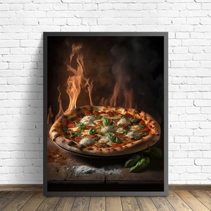 Arte de pared de lienzo Art Deco para cocina restaurante decoración del hogar deliciosa comida callejera-<span class=keywords><strong>Pizza</strong></span> hamburguesa perro caliente helado Naturaleza muerta - Product Image 4