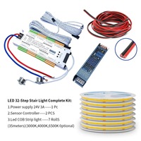 Contrôleur LED d'escalier COXO DC12V/24V, 32 canaux, détection de présence humaine 12V, contrôle par application, écran tactile, LED basse tension pour marches d'escalier