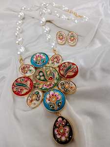 Exclusive Tanjore set Jewelry Set New Arrival Fashionable Necklace Earrings for Weddings wear - Product Image 3