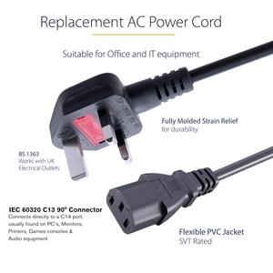 المملكة المتحدة كابل طاقة تيار متردد أسلاك تمديد الطاقة الكهربائية ، مقبس v <span class=keywords><strong>3</strong></span> في سلك تمديد 13 أمبير سلك طاقة المملكة المتحدة - Product Image 2