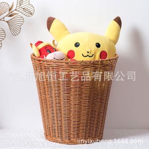 Cesta de Almacenamiento Redonda de Mimbre Sintético, Organizador de Ropa, Contenedor de Basura para Cocina, Artículos para Hotel - Product Image 1