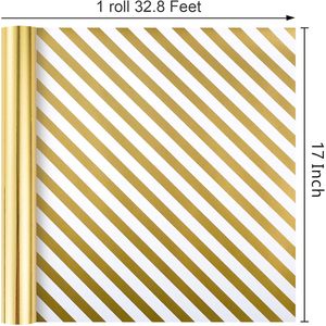 Merture Reversible Gold <b>Wrapping</b> <b>Paper</b> 17 In X 32.8 Ft Double Side Metallic Gift Wrap For Birthday Christmas Wedding - Product Image 3