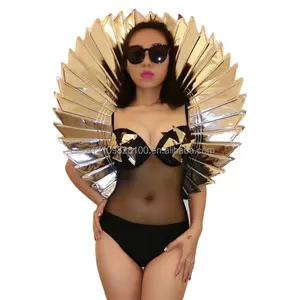 Costume gonflable une pièce pour femmes, ensemble féminin, <span class=keywords><strong>noir</strong></span>, argent, avec avant et arrière plan - Product Image 1