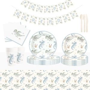 DAMAI Nuevo Juego de Vajilla Desechable con Diseño de Dinosaurios, Platos, Vasos y Servilletas de Papel para Fiestas - Product Image 1