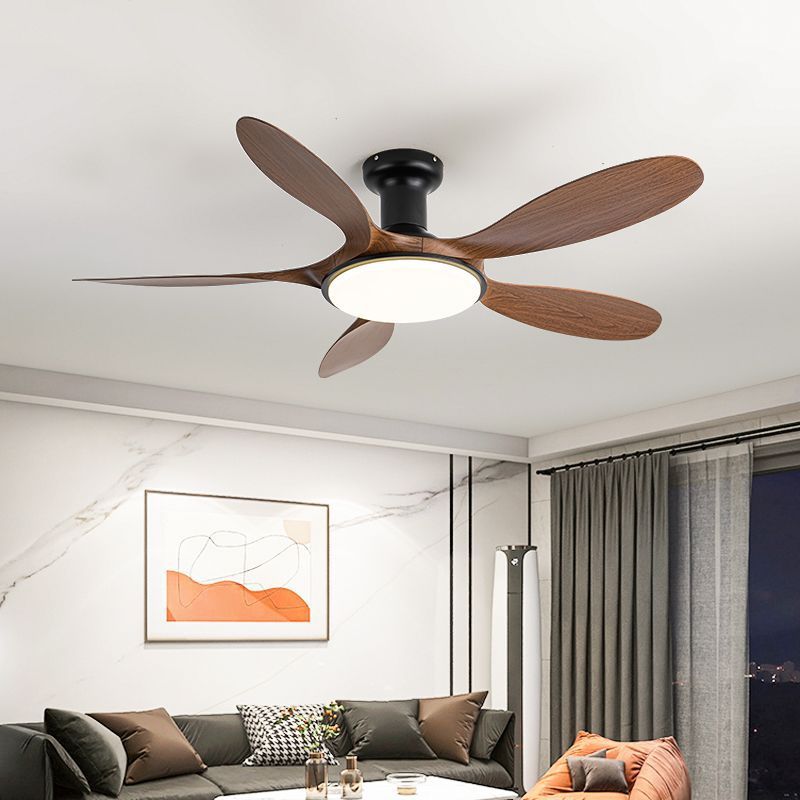 Hot Sale 52 Inch Modern Fancy LED Ceiling Fan Light High Quality Wood with AC Motor and Remote Control for Living Room
