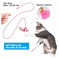 U-pets tongkat penggoda kucing berbulu tongkat tikus mainan kucing peliharaan interaktif bulu Teaser ikan berkelanjutan bulu untuk anak kucing
