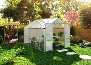 6.2x4.2FT Premium Walk-in Greenhouse with Galvanized Steel <strong>Base</strong> and Polycarbonate Board Garden Growth Tent Garden Building - Product Image 6