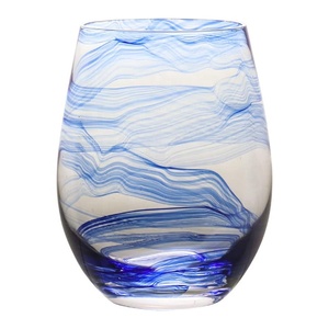 Lot de 2 verres à vin sans pied sculptés, bleu foncé, faits à la main, style ancien, cadeau pour petit ami, papa, hommes - Product Image 3