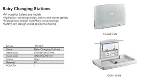 Estación de Cambio de Pañales Plegable de Pared JIWINS, de Polipropileno Gris, para Cuarto de Madre y Bebé, Mesa para Cambiar Pañales para Baños Públicos - Product Image 3