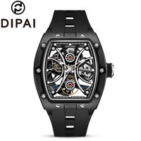 Jam Tangan Mekanik Otomatis Skeleton untuk Pria Tahan Air Bercahaya Tali Karet FKM Sport Hollow Menerima OEM ODM Grosir