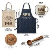 Kit de Marchandises Personnalisées pour Café - Tablier en Denim pour Barista, Tasse en Céramique, Sac en Toile, Ensemble Cadeau avec Logo