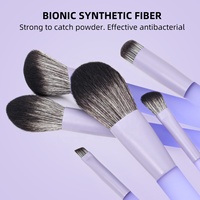 Ensemble de 11 pinceaux de maquillage violets transparents, pinceaux synthétiques bioniques antibactériens à virole épaissie, ensembles de pinceaux de maquillage pour le visage complet