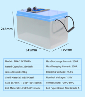 Batterie 12v lifepo4 300ah à cycle profond 6000 temps batterie 12v lifepo4 batterie 200ah APP contrôle lifepo4 12v 100Ah