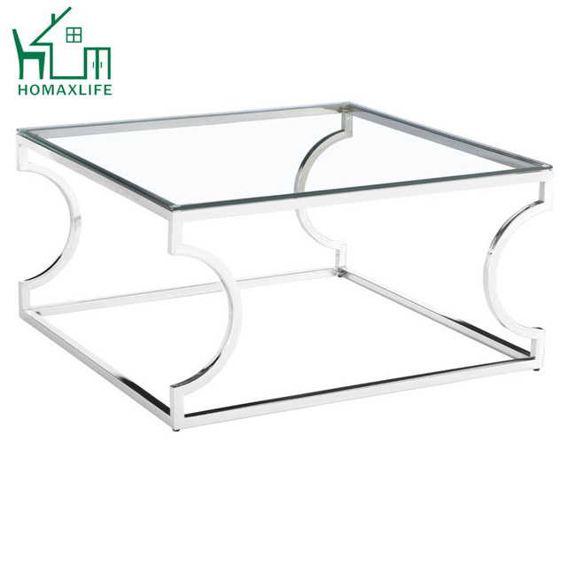 Modern MDF Furniture with Antique Carving Free Steel Square Aquarium Center Table Sample for Living Room