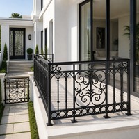 Rampe de balcon et d'escalier en fer forgé galvanisé noir, sur mesure, élégante et contemporaine, pour hôtels résidentiels et villas, artisanale et facile à installer