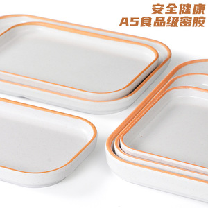 A5 <b>melamine</b> orange-rimmed rectangular commercial hot pot restaurant serving <b>plate</b>, imitation porcelain plastic creative - Product Image 1