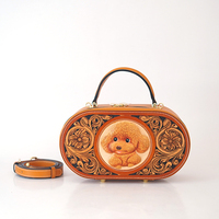 Tas Selempang Kulit Asli Berkualitas Tinggi Wanita Vintage Fashion Nasional Tali Tunggal Ritsleting Portabel Buatan Tangan Mewah Motif Bunga