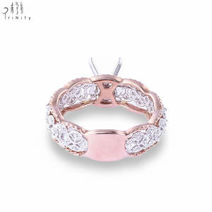 Exclusive <b>Two</b> Color Hollow Out Design 18K Solid Gold Real Natural Diamond Semi Mount Setting Engagement <b>Ring</b> For Women's Wedding - Product Image 4