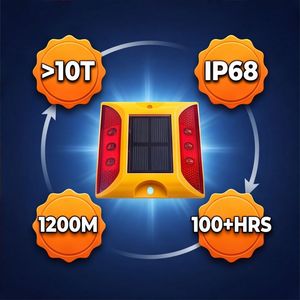 Fourniture en gros <span class=keywords><strong>de</strong></span> 200 G <span class=keywords><strong>de</strong></span> clous <span class=keywords><strong>de</strong></span> signalisation solaires à double LED réfléchissants à haute intensité pour rampes <span class=keywords><strong>de</strong></span> voies rapides - Product Image 1