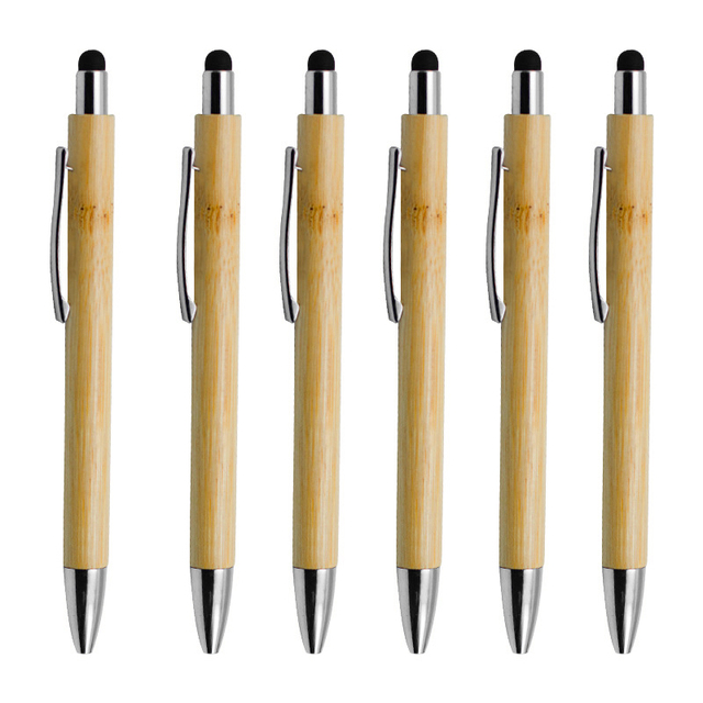 Bamboo Custom Logo Stylus Touchscreen Ballpoint Pen Advertising Office Stationery Pen for Tablet&Phone
