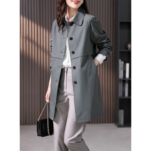 Cappotto <span class=keywords><strong>Trench</strong></span> Elegante e alla Moda Primavera-Autunno 2026, Giacca da <span class=keywords><strong>Donna</strong></span> a Maniche Lunghe in Tinta Unita - Product Image 2