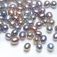 Perle d'eau douce naturelle grise irisée, forme ovale, argentée, 6-7 mm, fabrication de bijoux Zhuji