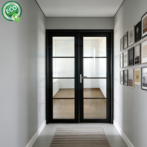 Puerta Principal Exterior de Alta Calidad, Moderna, Residencial, de Aluminio y Vidrio, Desigual/Doble - Product Image 1