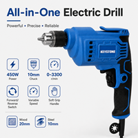 Perceuse électrique filaire 450W à vitesse variable 0-3300 tr/min avec mandrin à clé de 10 mm pour le perçage du bois et du métal