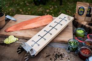 Accessoires pour grillades de saumon : Planche et plateau en bois avec planches de cèdre pour barbecue, planche <span class=keywords><strong>à</strong></span> saumon légère en bambou et charbon de bois pour barbecue - Product Image 4