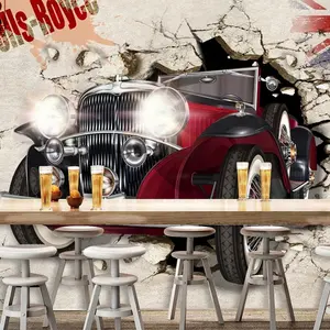 3D汽车海报杂志墙纸壁画工业风格的酒吧装饰