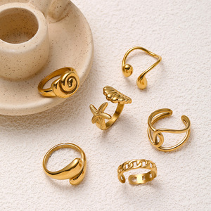 Anillo Abierto de Acero Inoxidable Chapado en Oro de 18K, Forma de Lágrima, Anillo de Moda para Mujer, Regalo para Boda o Fiesta - Product Image 4
