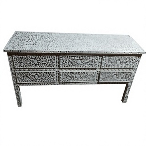 B.S. Plateau de table imitation antique en os de buffle naturel sculpté, éco-responsable, fait main, décoration intérieure indienne, international - Product Image 1