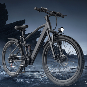 Vélo électrique avec batterie au lithium 36V 10AH de 26 pouces, transmission Shimano à 21 vitesses, moteur à moyeu arrière, double suspension, freins à disque doubles - Product Image 6