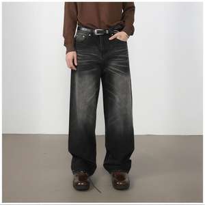 กางเกงยีนส์ผ้าฝ้าย100% 12 oz สำหรับผู้ชายกางเกงยีนส์ทรงหลวมขากว้างทรงหลวม - Product Image 2