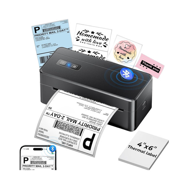 2410BT for Bluetooth Thermal Shipping Label Printer Small Business 4x6 Wireless Label Maker Compatible IOS Android Phone Pad PC
