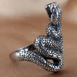 <b>Snake</b> Animal <b>Ring</b> <b>Silver</b> Men's Punk Style Titanium Steel Jewelry 213054 - Product Image 3