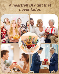 395 Pcs DIY Wooden Flower Bouquet Kit, 3D Puzzle Sunflower Rose Lily Flower Set for Adults Kids 8+, Unique DIY Gift Home Decor - Product Image 6