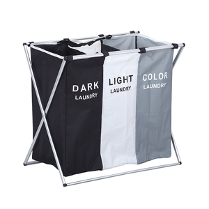 Panier à linge 3 sections 160L couvertures à linge sale trieur pliable maison <span class=keywords><strong>Landry</strong></span> roues panier à linge panier sac poubelle - Product Image 1