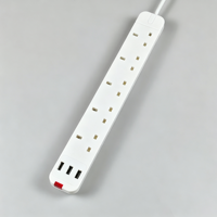 Multiprise parasurtenseur électrique standard britannique 4-6 prises, 10A 250V, avec ports USB, alimentation directe usine
