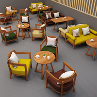 Ensemble table et chaises de restaurant en bois massif moderne, canapé décontracté, mobilier de café, table basse et chaises