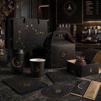 Ensemble d'emballages pour café chaud et froid avec logo personnalisé : gobelets en papier, gobelets en PET, sacs et boîtes pour cafés