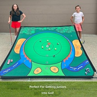Tapis d'entraînement de golf pour putting et chipping - Ensemble de tapis de jeu compact 6,5 pi x 6,5 pi en polyester - Nouveau produit transfrontalier