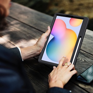 Étui de protection robuste en silicone pour tablette Samsung <span class=keywords><strong>Galaxy</strong></span> <span class=keywords><strong>Tab</strong></span> <span class=keywords><strong>S6</strong></span> <span class=keywords><strong>Lite</strong></span> 10,4 pouces P610 P615 P620 P625 <span class=keywords><strong>P613</strong></span> P619, avec poignée en cuir - Product Image 3
